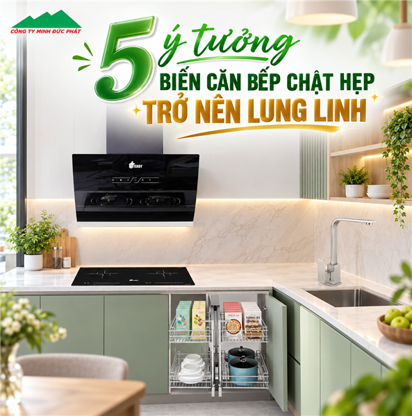 5 ý tưởng biến căn bếp chật hẹp trở nên lung linh