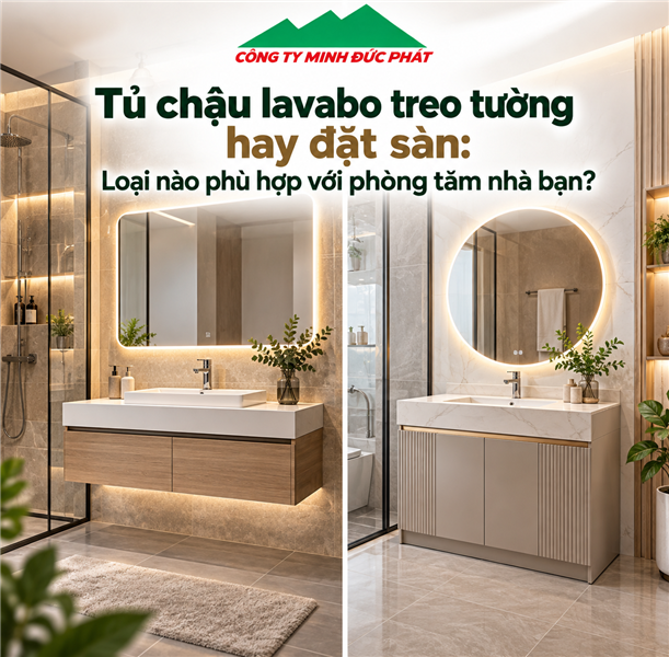 Tủ chậu lavabo treo tường hay đặt sàn: Loại nào phù hợp với phòng tắm nhà bạn?