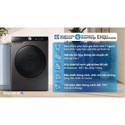 Máy giặt sấy samsung 11kg WD11T734DBX/SV