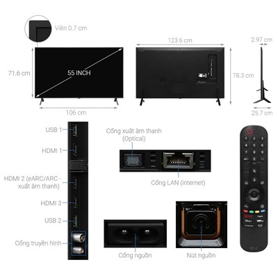 Tivi 55 inch Lg 55QNED80TSA
