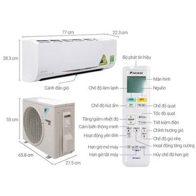 Máy ĐH Daikin 12000btu 2 chiều inveter Việt Nam FTHF35VAVMV