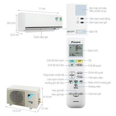 Máy ĐH Daikin Inverter 1 chiều FTKH25