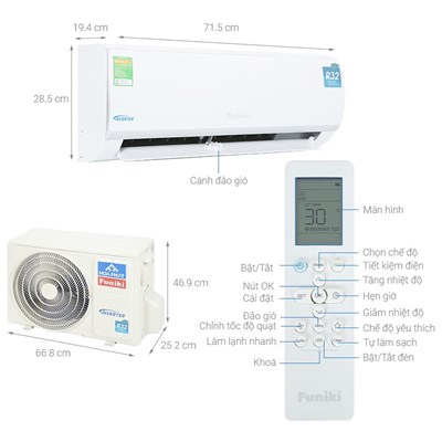 Máy ĐH 9000btu 1 chiều lạnh Inverter Malaysia Funiki HIC09TMU