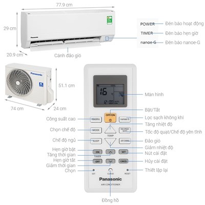 Điều hòa Panasonic 1 chiều CU/CS-N9WKH-8