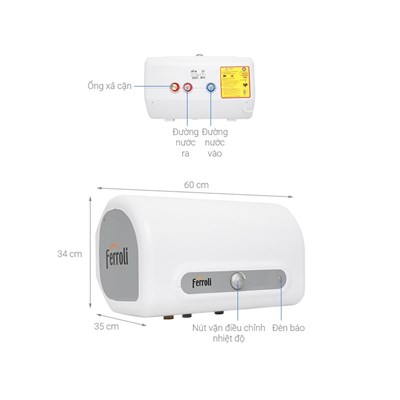 Máy nước nóng gián tiếp Ferroli 30 lít 2500W QQ Evo ME 30L