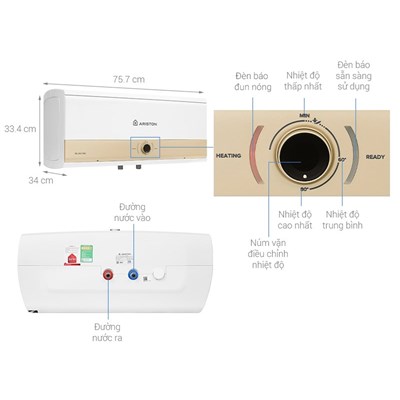 Máy nước nóng gián tiếp Ariston 30 lít 3000W SLIM3 30 RS MT 3KW