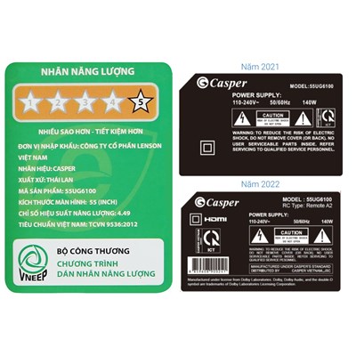 Tivi Casper UHD, Smart, Offical Android 9.0 55UG6100