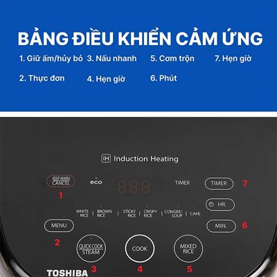 Nồi cơm cao tần Toshiba 1.8 lít RC-18IX1PV