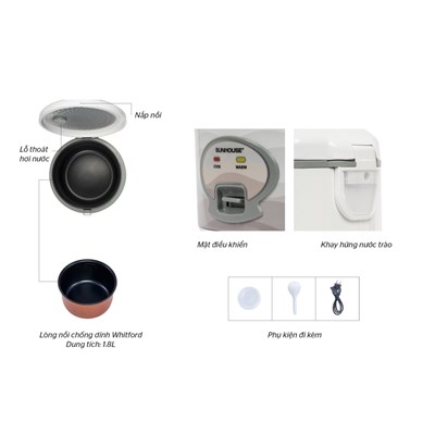 Nồi cơm điện 1.8L Sunhouse SHD8602
