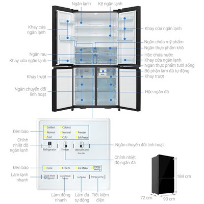 Tủ lạnh Hitachi Inverter 569 lít Multi Door R-WB640PGV1 GCK