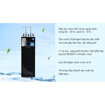 Máy lọc nước RO nóng nguội lạnh Hydrogen Karofi KAD-D66 11 lõi 