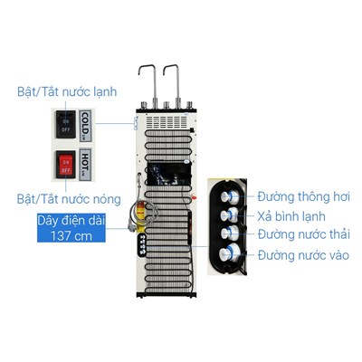 Máy lọc nước RO nóng nguội lạnh Hydrogen Karofi KAD-D66 11 lõi 