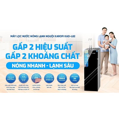 Máy Lọc Nước Nóng Lạnh Karofi KAD-L82-12 Lõi Mới 2026