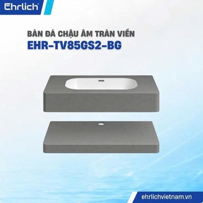 Bàn đá chậu âm tràn viền bo góc màu ghi EHR-TV85GS2-BG