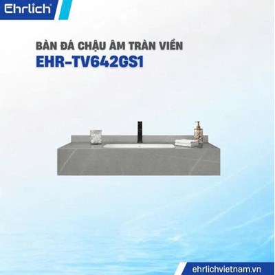 Bàn đá lavabo ghi bóng 1 tầng tràn viền EHR-TV642GS1