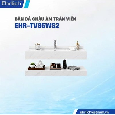 Bàn đá lavabo trắng bóng 2 tầng tràn viền EHR-TV85WS2