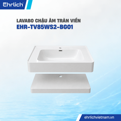 Lavabo chậu âm tràn viền bo góc màu kem EHR-TV85WS2-BG01