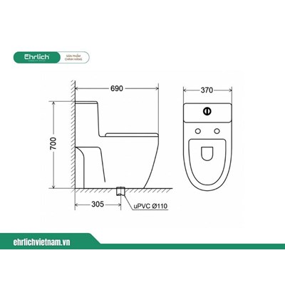 Bồn cầu liền khối EHR-B696