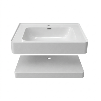 Lavabo chậu âm tràn viền bo góc màu kem EHR-TV85WS2-BG01