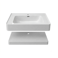 Lavabo chậu âm tràn viền bo góc màu kem EHR-TV85WS2-BG01